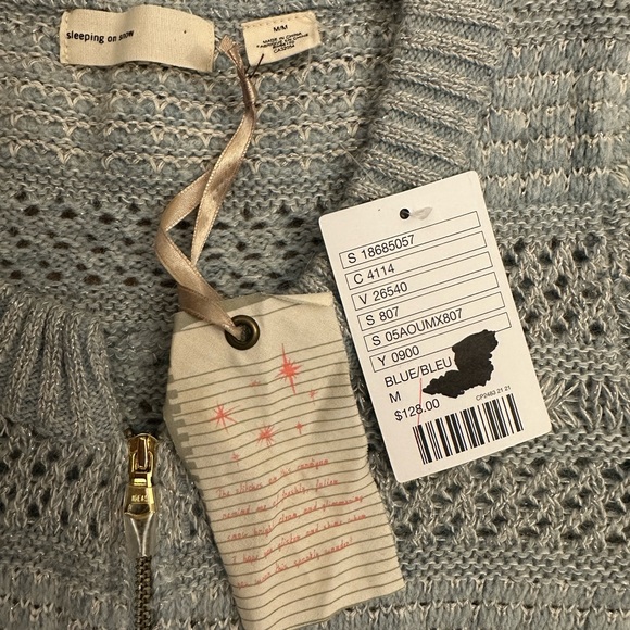 NWT / Anthropologie / Medium / Blue/Bleu Zipper Cardigan - Picture 5 of 12